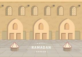 The background for an Islamic event is the month of Ramadan with an illustration of a mosque vector