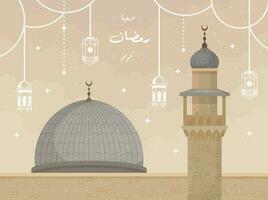 tower and dome of the Aqsa Syarif mosque for vector background for Islamic events