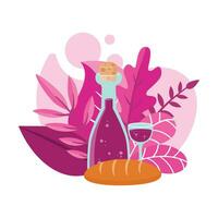 Wine and bread vector illustration graphic