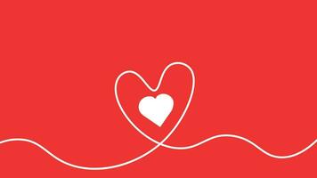 Valentine minimalist drawing love symbol background in red and white. vector