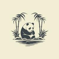 panda in bamboo illustration vector