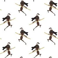 Ninja Ant. Cute character in cartoon style. Seamless pattern. vector