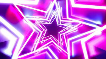 abstract neon tunnel met roterend sterren video