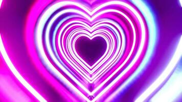 astratto neon tunnel con cuore forme - amore concetto video