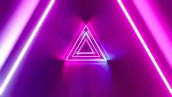 Abstract Neon Tunnel with Moving Triangles video