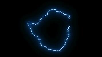 Animated Zimbabwe map icon with glowing neon effect video