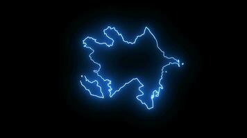Animated video of the Azerbaijan map icon with a glowing neon effect