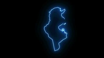 Animated video of the Tunisia map icon with a glowing neon effect