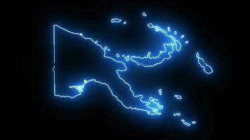 Animation of the map icon for the country of Papua New Guinea with a glowing neon effect video