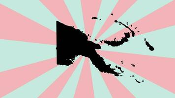 animerad papua ny guinea Karta ikon med en roterande bakgrund video