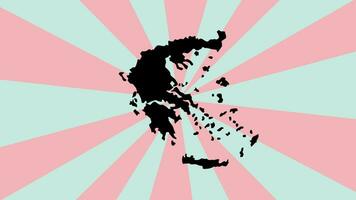 Animated Greece map icon with rotating background video