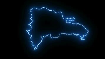 Animated video of the Dominican Republic map icon with a glowing neon effect