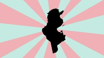 animação do a Tunísia país mapa ícone com uma rotativo fundo video