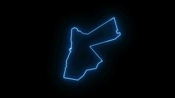 Animated video of the Jordan map icon with a glowing neon effect