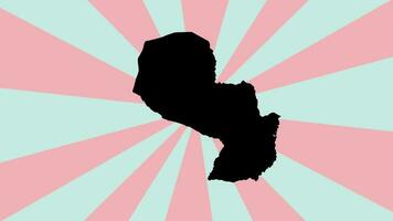 Paraguay map icon animation with rotating background video