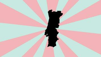 Animated Portugal map icon with rotating background video