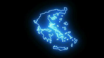 animiert Griechenland Karte Symbol mit ein glühend Neon- bewirken video