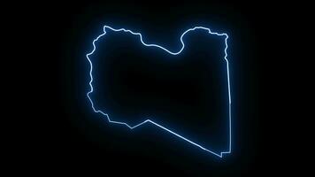 animado Líbia mapa ícone com uma brilhando néon efeito video