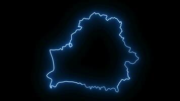 Belarus country map icon animation with a glowing neon effect video