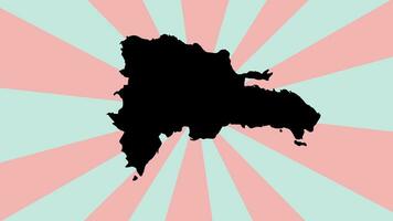 Animation of the Dominican Republic country map icon with a rotating background video