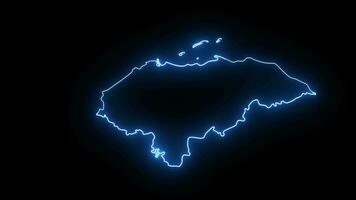 animato video di il Honduras carta geografica icona con un' raggiante neon effetto