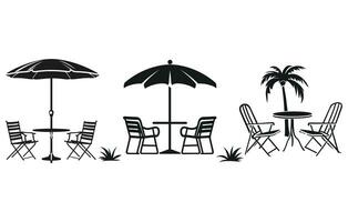 Outdoor table and chair silhouette, Outdoor table and chair Vector silhouette