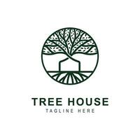 The tree house logo is a combination of the oak tree symbol and the house symbol vector illustration