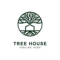 The tree house logo is a combination of the oak tree symbol and the house symbol vector illustration