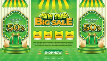 NEW YEAR SALE BACKGROUND SOCIAL MEDIA BIG DISCOUNT CASHBACK 50 PERCENT SPECIAL PROMO OFFERING 4 vector