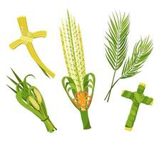 Palm Sunday attributes of fte Christians vector