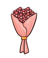 Pink Flower Bouquet Cute Cartoon Drawing Vector Illustration