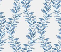 Creative leaf stems light seamless pattern. Abstract, modern, blue leaves print.  Vector hand drawn. Template for design, textile, fashion, surface design, fabric, wallpaper