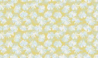 Seamless pattern with vector hand drawn silhouettes flowers. Abstract shape floral with textured on a yellow background print. Template for textile, fabric, fabric, wallpaper