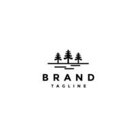 Three Pine Trees Logo Design. Simple Line Of Three Fir Trees Logo Design. vector