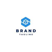 Box Icon Inside Initial Letter S Logo. Initial Letter S Geometric Symbol With Box Icon Inside. vector
