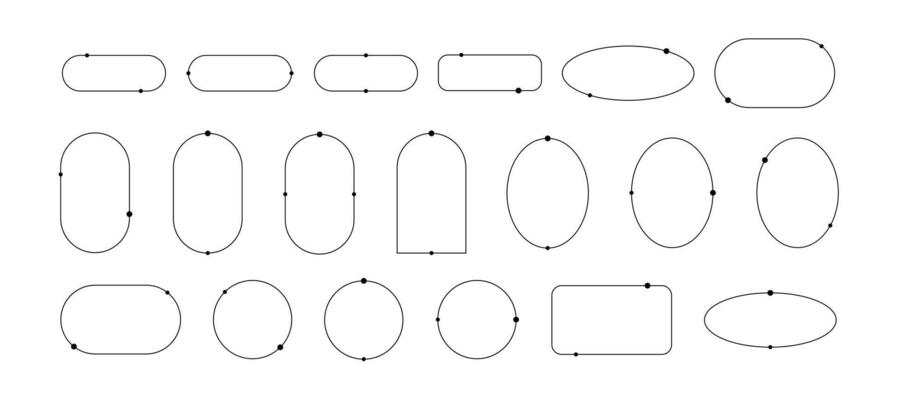 Aesthetic frames pack of y2k elements. Minimalistic linear templates for posters, posts and stories. Borders for social networks. Isolated vector illustration on white background.