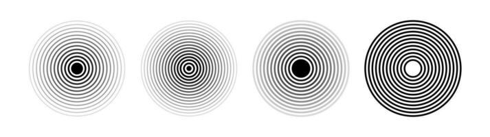 sonido onda de un circular ola embalar. radio señal o chapoteo de agua. aislado conjunto de vector elementos en blanco antecedentes.