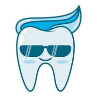 vector of cool tooth character wearing sunglasses with toothpaste hair on top