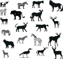 animals silhouettes set vector