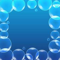 brillante burbujas en azul agua vector