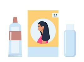 Hair coloring elements. Tools and cosmetic products for hair care. Elements for beauty salon. Vector illustration.