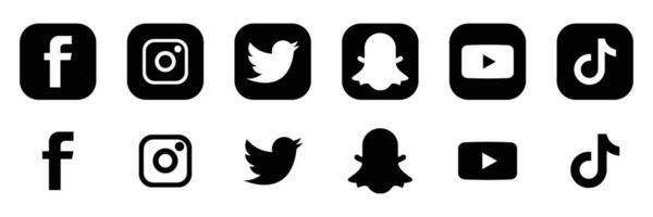 social medios de comunicación logo íconos aislado en blanco vector