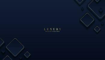 Luxury paper background with three-dimensional square shapes and golden lines. vector