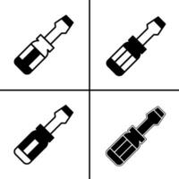 Vector black and white illustration of screwdriver icon for business. Stock vector design.