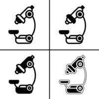 Vector black and white illustration of microscope icon for business. Stock vector design.