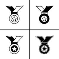 Vector black and white illustration of medal icon for business. Stock vector design.