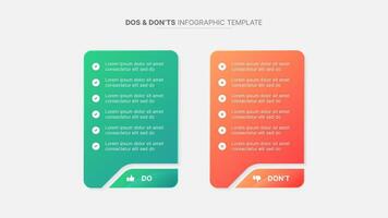 Dos and Don'ts, Pros and Cons, VS, Versus Comparison Infographic Design Template vector