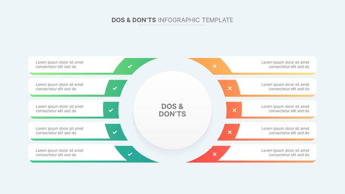Circle Round Dos and Don'ts, Pros and Cons, VS, Versus Comparison Infographic Design Template