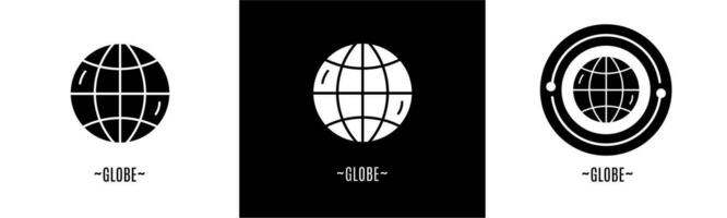 Globe logo set. Collection of black and white logos. Stock vector. vector