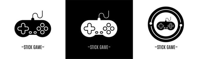 Stick game logo set. Collection of black and white logos. Stock vector. vector